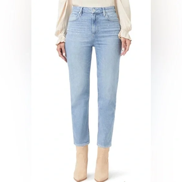 PAIGE Straight Leg Jeans in Light Wash Blue - Picture 2 of 4